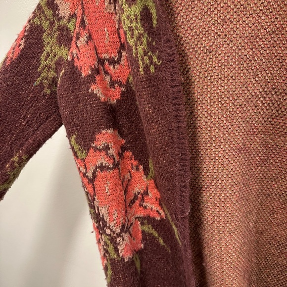 Free People flower power floral pink alpaca cardigan Sweater! Oversized XS - Picture 5 of 7